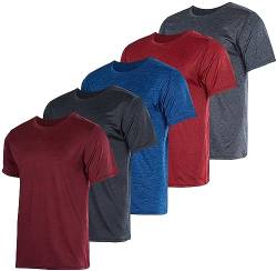 Herren T-Shirt mit Dry-Fit, feuchtigkeitsableitend, aktiv, athletisch, Performance, Crew-T-Shirt, 5er-Pack, Set 10, Klein von Real Essentials
