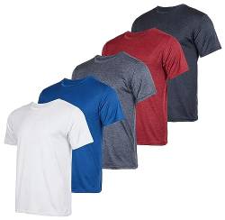 Herren T-Shirt mit Dry-Fit, feuchtigkeitsableitend, aktiv, athletisch, Performance, Crew-T-Shirt, 5er-Pack, Set 2, Groß von Real Essentials