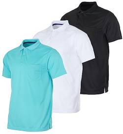 Real Essentials Herren Poloshirt, kurzärmelig, Dry-Fit-Kragen, mit Tasche, sportlich, Größe L und L, 3 Stück, 6 Stück, Mittel von Real Essentials