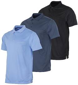 Real Essentials Herren Poloshirt, kurzärmelig, Dry-Fit-Kragen, mit Tasche, sportlich, Größe L und L, 3 Stück, Set 4, Mittel von Real Essentials