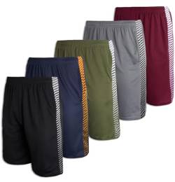 Real Essentials Herren-Shorts Active Athletic Performance, Shorts mit Taschen, 5er-Pack - mehrfarbig - X-Groß von Real Essentials
