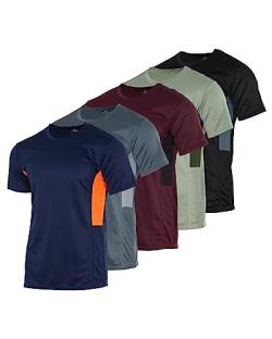 Real Essentials Herren-T-Shirts, schnelltrocknend, Netzstoff, Rundhalsausschnitt, athletisch, kurzärmelig, erhältlich in Big & Tall, 5er-Pack, Set 13, 3X-Groß von Real Essentials