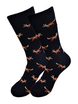 Real Sic Lässige Designer Socken für Damen und Herren - Exotic Animal Serie - Atmungsaktive und leichte Baumwolle, fuchs, Small von Real Sic