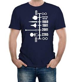 Herren Spaceship Timeline T-Shirt (Navy Blau, XXX-Large) von Reality Glitch