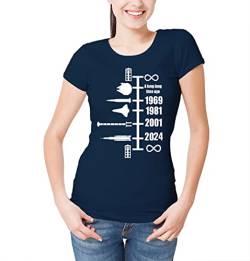 Reality Glitch Damen Spaceship Timeline T-Shirt (XX-Large, Navy Blau) von Reality Glitch