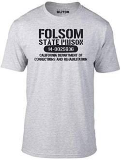 Reality Glitch Herren Folsom Prison T-Shirt (Hellgrau, Mittel) von Reality Glitch