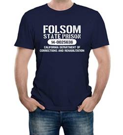Reality Glitch Herren Folsom Prison T-Shirt (Navy Blau, Groß) von Reality Glitch