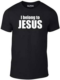 Reality Glitch Herren I Belong to Jesus T Shirt (Schwarz, Mittel) von Reality Glitch