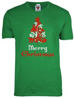 Reality Glitch Herren Merry Christmas Tree T-Shirt (Irisches Grün, Klein) von Reality Glitch