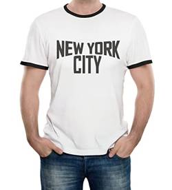 Reality Glitch Herren New York City Ringer T-Shirt (Weiß, XX-Large) von Reality Glitch