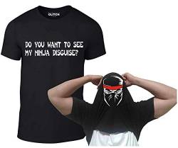 Reality Glitch Herren Ninja Red Band Disguise Flip T-Shirt (Schwarz, Klein) von Reality Glitch