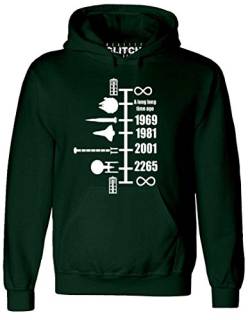 Reality Glitch Herren Spaceship Timeline Kapuzenpullover (XX-Large, Flaschengrün) von Reality Glitch