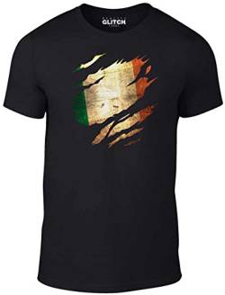 Reality Glitch Herren Torn Ireland Flag T-Shirt (Schwarz, X-Large) von Reality Glitch