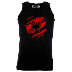 Reality Glitch Torn Albania Flag Mens Vest (Black, XL) von Reality Glitch