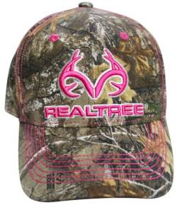 Realtree Pinkes Logo Camo Cap Hut Visier für Frauen RT Edge Strukturiert Mid Profile Vorgeformtes Visier Q-3 Wicking Schweißband von Realtree