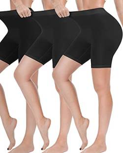 Damen Shorts Radlerhose Kurze, 3er Pack Anti Scheuern Unterhose für unter Kleider, Nahtlos Hohe Taille Frauen Panties Hotpants Damenunterhosen Unterwäsche Boxershorts für Yoga, Fitness, Täglich Tragen von Reamphy