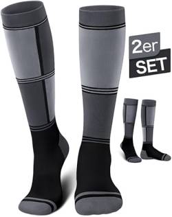 Reamphy 2 Paar Merinowolle Skisocken Herren & Damen,Wintersocken Warme Dicke Kniestrümpfe Herren Ski Socks,Thermostrümpfe Atmungsaktiv Skistrümpfe Socken für Outdoor Wintersport,Laufen,Ski Socken7 von Reamphy