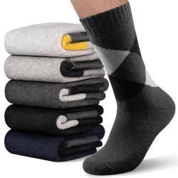 Reamphy Warme Wollsocken herren, 5 Paar Dicke Socken Thermosocken Herren, Merino Wolle Socken Herren Wintersocken Kuschelig Wandersocken für Zuhause, Freizeit, Wandern, Sports, 39-46 von Reamphy