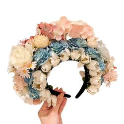 Frühlingsböhmischer Blumen-Strandblumen-Girlanden, Rosen-Stirnband, Hochzeitskränze für Frauen und künstliche Blumen-Haarband von Rebellious