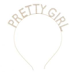 Glitzerndes hübsches Mädchen-Stirnband mit Buchstaben, für Nachtclub, elegante Prinzessinnen-Kopfbedeckung, Hochzeit, Party, Party-Stirnband von Rebellious