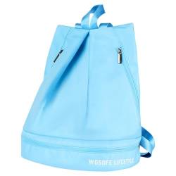 Wasserdichte Reisetasche, strapazierfähiger Sackpack für Damen und Herren, Golf-Schuhe, Tasche, Rucksack, großer Sport-Turnbeutel mit Schuhfach, Sport-Handtuchtasche, himmelblau von Rebellious