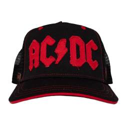 ACDC Distressed bestickte Trucker-Kappe – 100 % recyceltes Polyester, Schwarz, blau, Einheitsgröße von Recovered