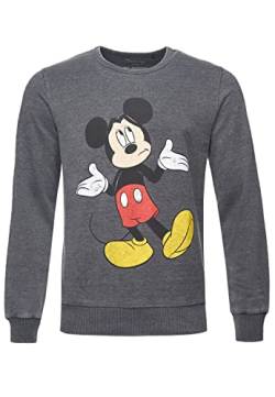 Recovered Herren Pullover Disney Mickey Deciding - L Grau Sweatshirt, Mehrfarbig, L EU von Recovered
