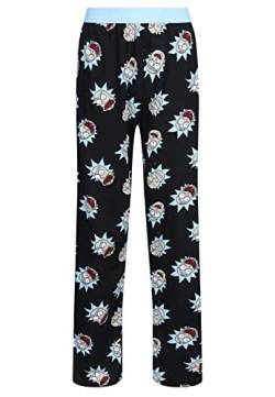 Recovered - Lounge Pant - Rick and Morty Faces All Over Print - Black M von Recovered