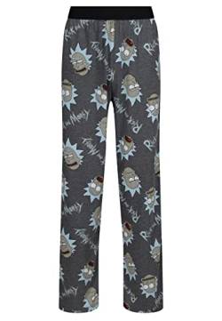 Recovered - Lounge Pant - Rick and Morty Faces and Logo All Over Print - Grey L von Recovered