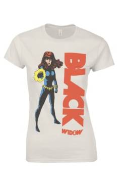 Recovered Marvel Black Widow Graphic Print Ecru Womens Fitted T-Shirt by XL von Recovered