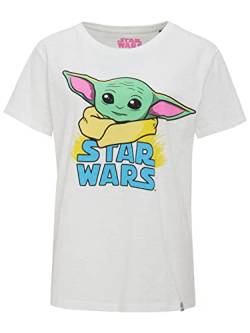 Recovered Star Wars The Mandalorian Pastel Print Ecru Womens Fitted T-Shirt by M von Recovered