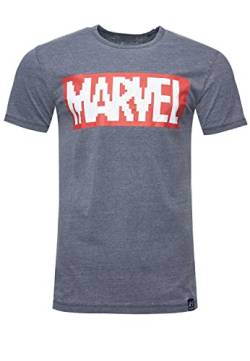 Recovered T-Shirt Marvel Pixel Logo - M - Blau von Recovered