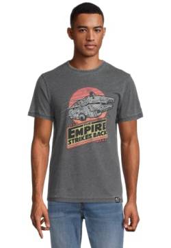 Recovered T-Shirt Star Wars Empire Strikes Back Millenium Falcon - XXL - Grau von Recovered