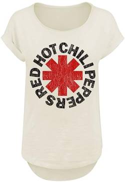 Red Hot Chili Peppers Distressed Logo Frauen T-Shirt beige M 100% Baumwolle Band-Merch, Bands von Red Hot Chili Peppers