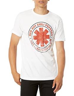 Red Hot Chili Peppers Herren Offizielles Distressed Outlined Logo T-Shirt, Weiß, X-Groß von Red Hot Chili Peppers