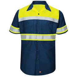 Red Kap Herren Hi-Vis SS Colorblock Ripstop Work Shirt-Type O, Class 1 Hemd, fluoreszierend gelb/Navy, 3X-Groß von Red Kap