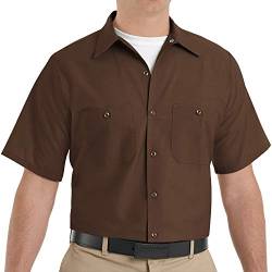 Red Kap Herren Industrial Shirt, Short Sleeve Work Utility Hemd, Schokobraun, X-Groß von Red Kap