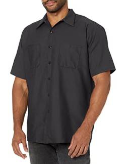 Red Kap Herren Industrial Work Shirt, Short Sleeve Arbeitshemd mit Knopfleiste, schwarz, Groß von Red Kap