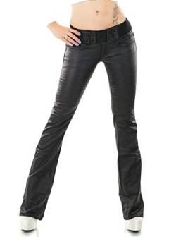 Red Seventy Damen Stretch-Denim-Jeans, Skinny, Bootcut, Blau, verblasst mit Gürtel, Größe 34-42, Beschichtetes Schwarz, 32 von Red Seventy