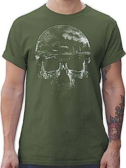 Das Beste Männer Shirt von #RedSkullBikerFashion - Vintage Totenkopf - L - Army Grün - t-Shirt Herren totenköpfen t Shirts totenköpfe t-Shirts Tshirts Herren-Shirt Tshirt Kurzarm für von Red Skull Biker Fashion