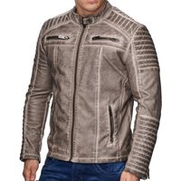 RedBridge Lederimitatjacke Red Bridge Herren Biker Jacke Kunst- Lederjacke Bikerjacke Beige S von RedBridge