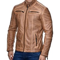 RedBridge Lederimitatjacke Red Bridge Herren Biker Jacke Kunst- Lederjacke Bikerjacke Camel 3XL von RedBridge