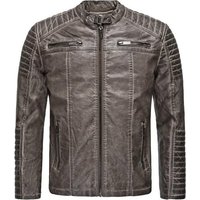 RedBridge Lederimitatjacke Red Bridge Herren Biker Jacke Kunst- Lederjacke Bikerjacke Grau 3XL von RedBridge