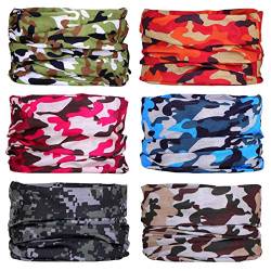 6 Stück Nahtlose Bandanas Multifunktionstuch Schal - Elastiche Multifunktion Stirnband Gaiter Balaclava Gesichtsmaske Kopfbedeckung UV Residenz für Yoga Laufen Wandern Radfahren Motorradfahren von RedMaple