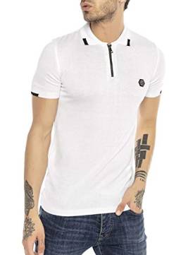 Herren Designer Poloshirt T-Shirt Sportiv Casual Kurzarm Strick Regular Fit Weiß L von Redbridge