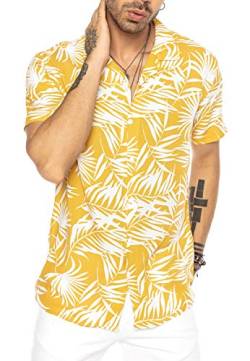 Herren Hawaii Hemd Kurzarm Shirt Design Aloha Casual Mustard L von Redbridge