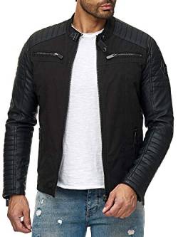 Herren Jacke Lederjacke Kunstleder Biker Übergangsjacke Schwarz M von Redbridge