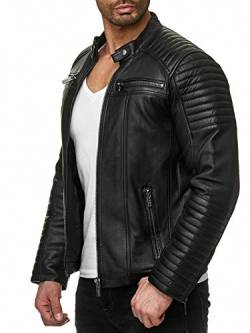 Herren Lederjacke Kunstleder Bikerjacke Übergangsjacke Schwarz 3XL von Redbridge