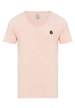 Herren T-Shirt Casual Leichter V-Ausschnitt Baumwolle Urban Style Rosa L von Redbridge