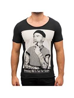 Herren T-Shirt Growing Old is Not for Sissies Freizeitshirt Tattoo Print Motiv Slim Fit Tshirt (XL, Schwarz) von Redbridge